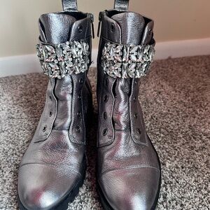 Karl Lagerfeld Metallic Embellished Combat Boots